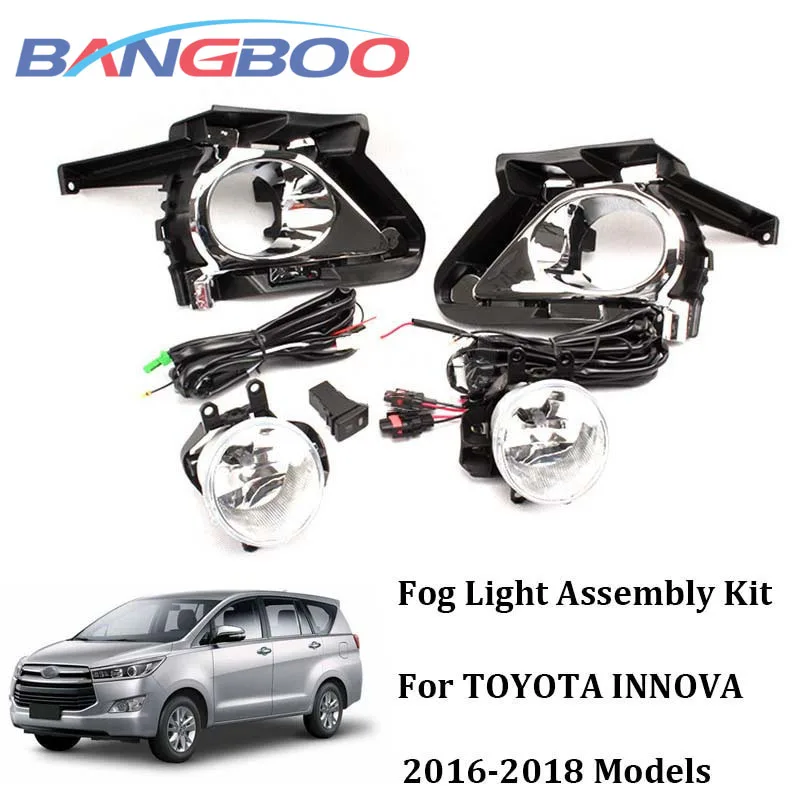 

1Set Car Front Bumper Fog Lamp Assembly For TOYOTA INNOVA 2016 2017 2018 Halogen Fog Light With Wiring Switch Harness Set