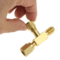 1Pc 1/4'' Valves Core Tee Adapter With Swivel Connector for Gauge Deep Vacuum Pump Manifold 2