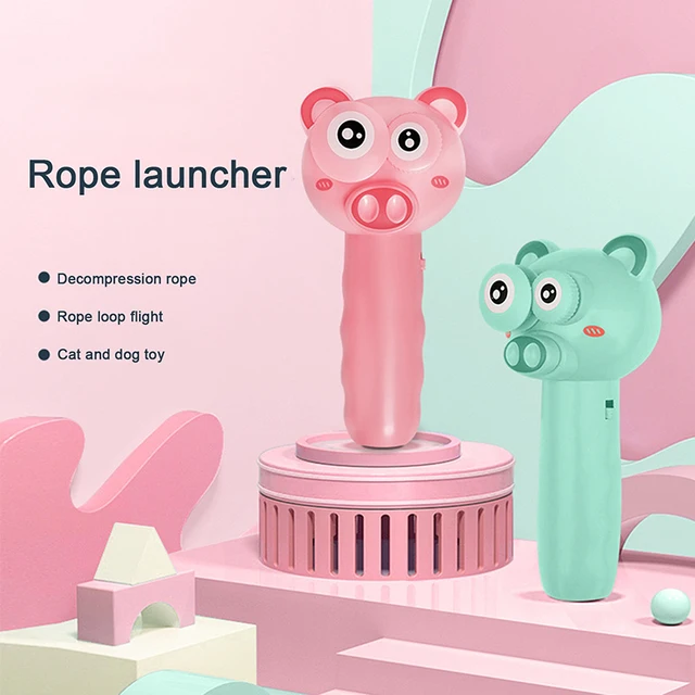 Hot ZipString Rope Launcher Propeller Toys Cute Cat String Controller Rope Flying Funny Party Electric Toy For Kids Xmas Gifts 3