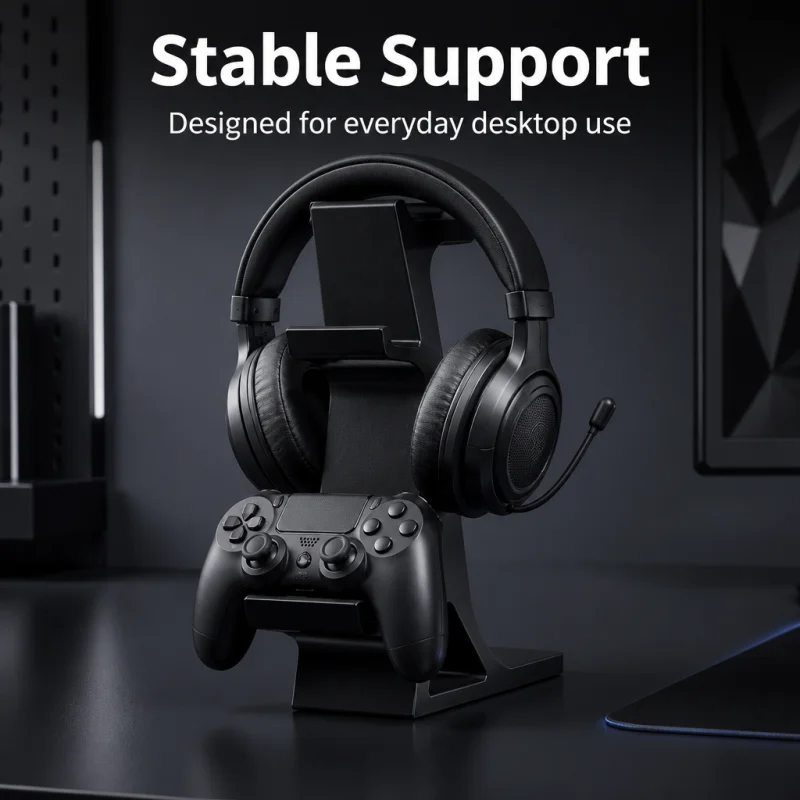 Supporto Integrato per Controller e Cuffie, Stand Universale a 3 Livelli per PS4/PS5/XBOX, Accessori da Gaming per Scrivania - immagine 3