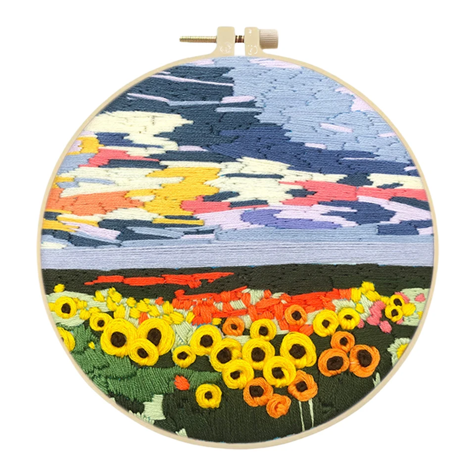 DIY Flowers Stamped Cross Stitch Embroidery Kit