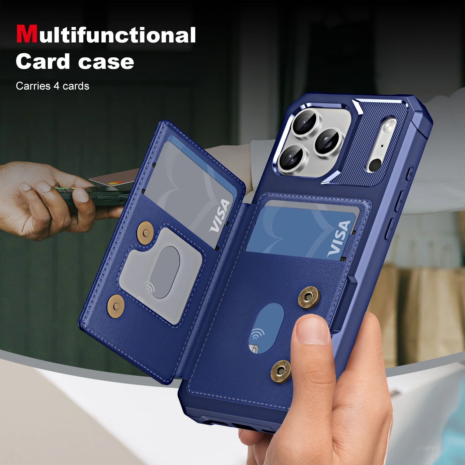 Leather Flip Wallet Phone Case with Card Slot and Stand - Anti-Drop Protective Cover