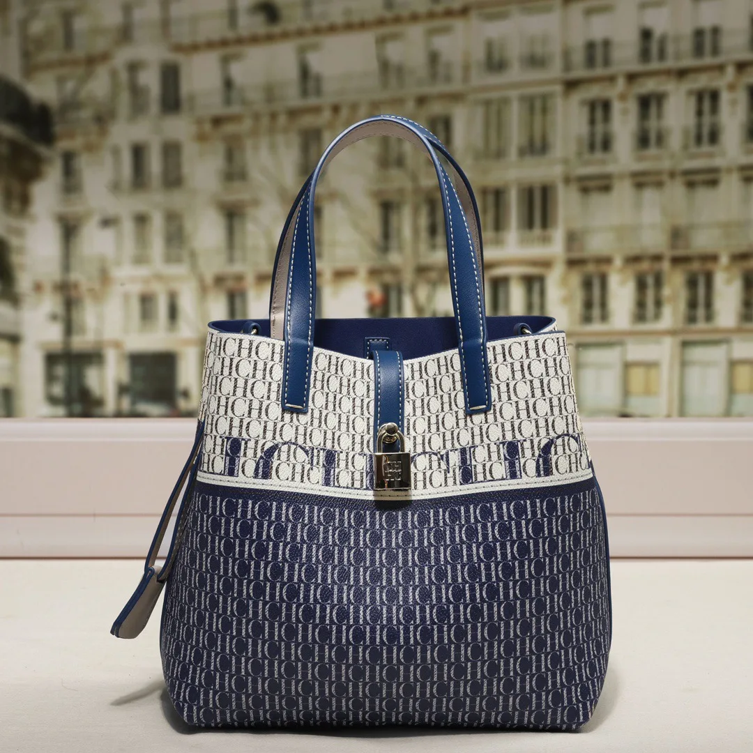 CILMI HARVILL CHHC Winter New Women's Bucket Bag Handheld Metal Lock High Quality Travel Banquet Exquisite Pattern