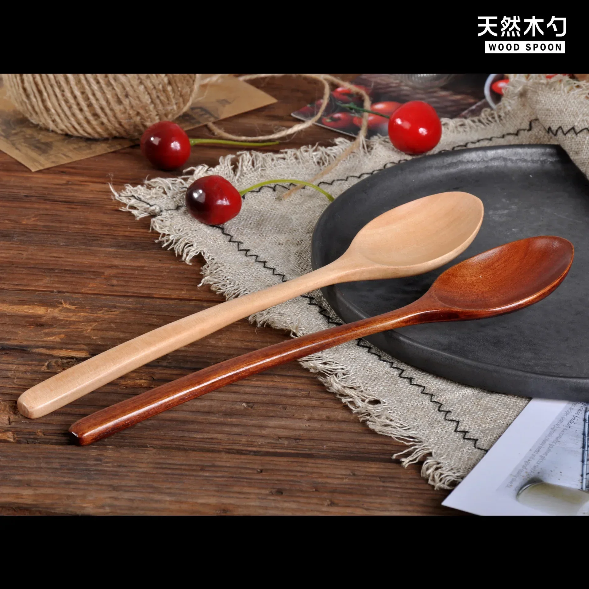 Wooden Spoon 1PCS Korean Wooden Soup Long Handle Tea Dessert Coffee Mixing Cooking Spoon