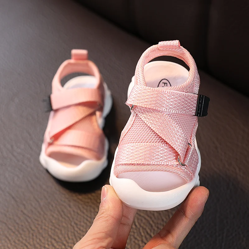 Children\'s Stylish Sandals Cross-Strap Summer Sandals Mesh Shoes Breathable Soft Sole 1-3 Years Old kids shoes