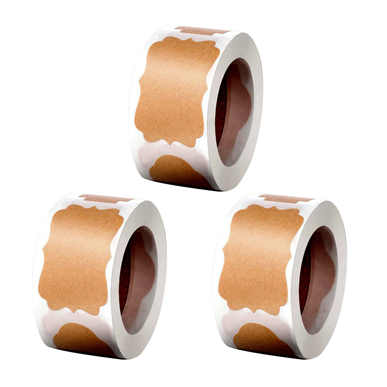 

3rolls 900pcs Envelope Home Kitchen Irregular Shape Self Adhesive Craft Brown Paper Label Sticker Gift Tags For Jars School