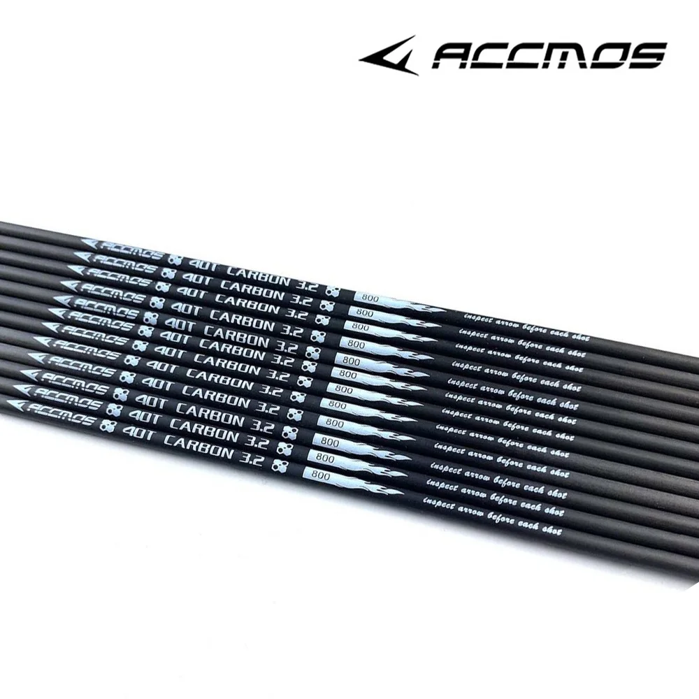Carbon Arrow Shafts 6-12pc ID3.2mm Arrow Shaft Tube 40-Ton Carbon Spine 350 400 500 550 600 650 700 750 800 900 1000 for Recurve compound Bow Huntin