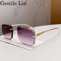 Mode carré sans monture Punk lunettes de soleil hommes 2025 marque de luxe bord coupé sans cadre lunettes de soleil pour homme léopard tête lunettes nuances 2