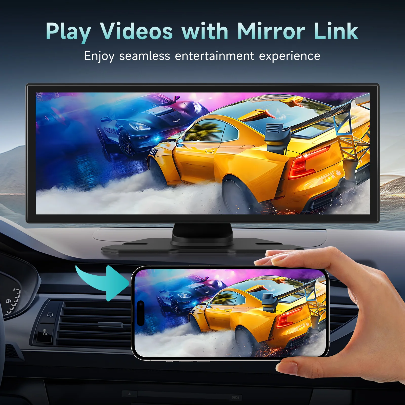 4K DVR 11.26 inch Universal Car Radio Multimedia Wireless CarPlay Android Auto Mirror Music Navigation Player With Dual Camera