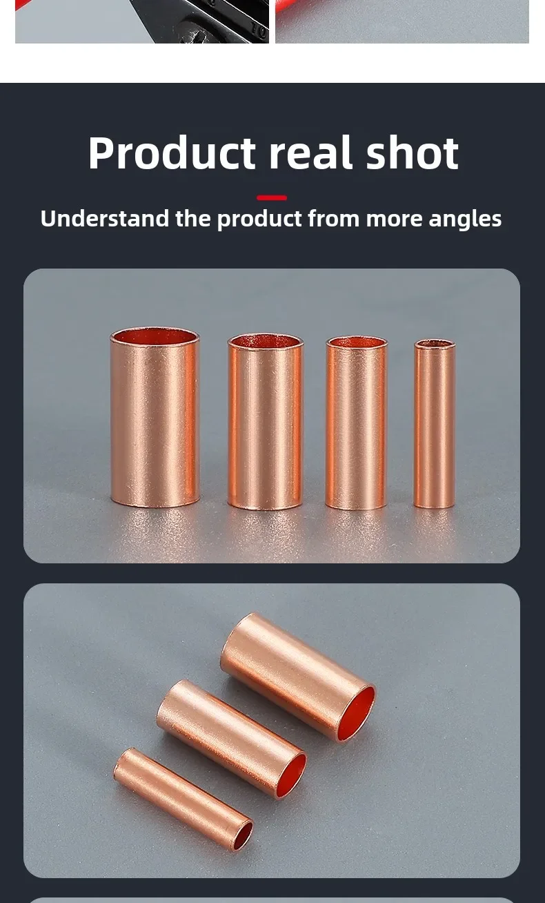 GT Small Copper Wire Connector Tubes-Purple Copper Joining Tubes for Electrical Terminals