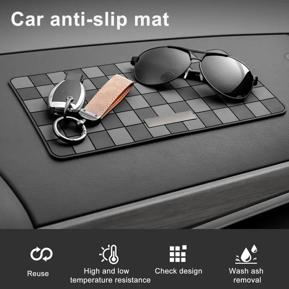 

Multi-purpose Car Dashboard Mat Non-magnetic Car Mat Grid Pattern Car Anti-slip Mats High Temperature Resistant Decor for Fit