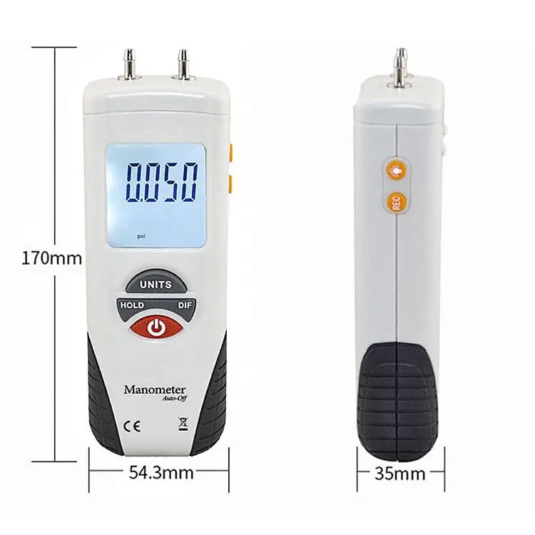 HTI HT-1891 Handheld Proable Digital Manometer Air Pressure Meter Differential P