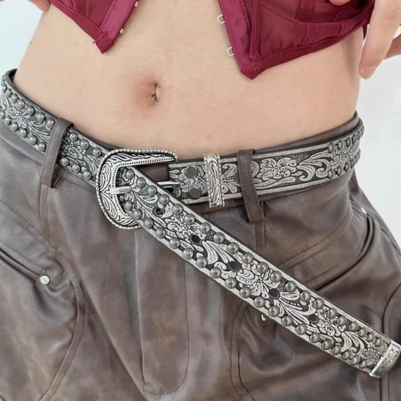 

Waist Belt Rock and Roll Cool Embossed for Cowboy Cowgirl Studded Vintage Belt