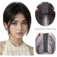 No Clip Toppers frange de cheveux humains amélioré pâte magique Toppers de cheveux frange pour les femmes couverture de cheveux moelleux patchs de coutures de cheveux étamés 2