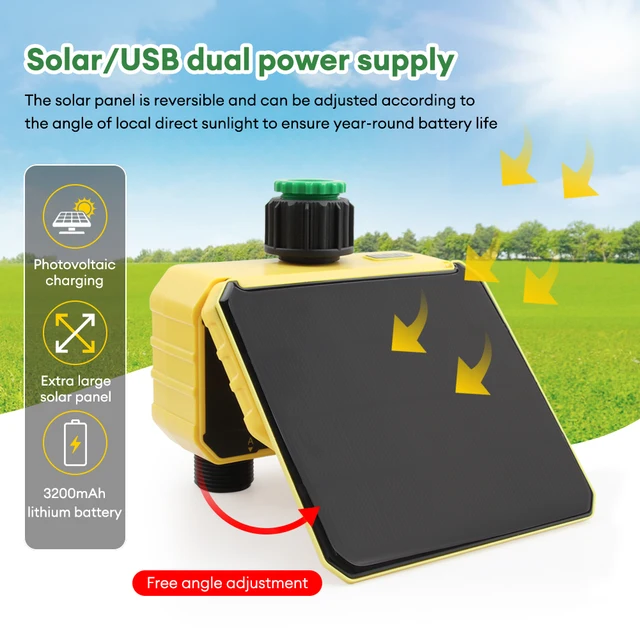 Dual Zone WIFI Solar Irrigation Timer Smart APP Control Automatic Irrigation System Outdoor Water Timer Garden Watering Tool 3