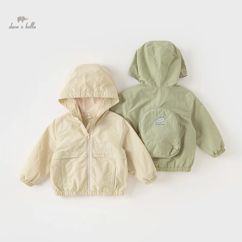 

Dave Bella Fashion Cardigan Kids Zipper Coats Loose Casual Boys Hooded Sweatshirts Outerwear with Rucksacks DB1247989