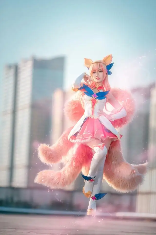 

LOL Spirit Blossom Ahri Косплей-хвост для женщин сексуальная лиса девять хвостов улучшенная модель плюшевый хвост 85 см аксессуары