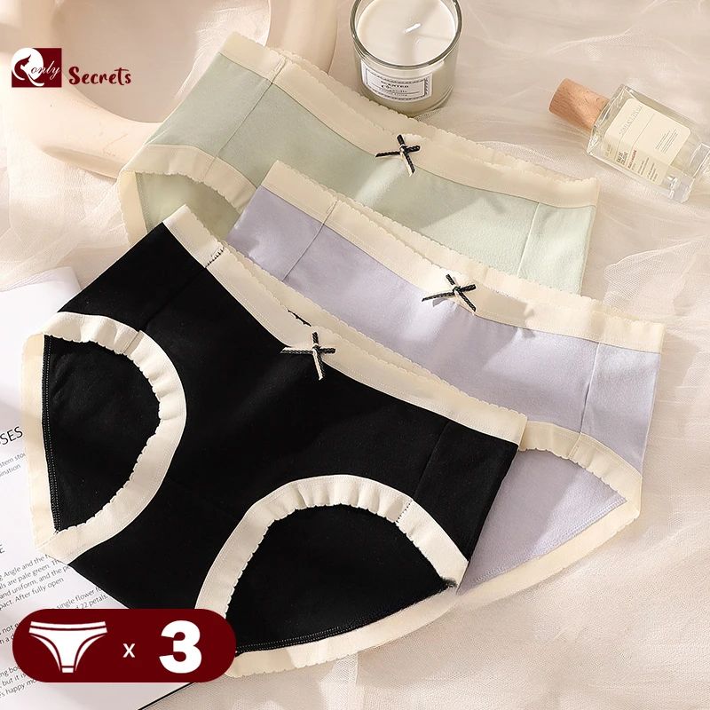 

3PCS/Lot Breathable Panties Women Seamless M-XL Underwear Antibacterial Crotch Lingerie Thin Cozy Solid Color Cotton Sexy Panty