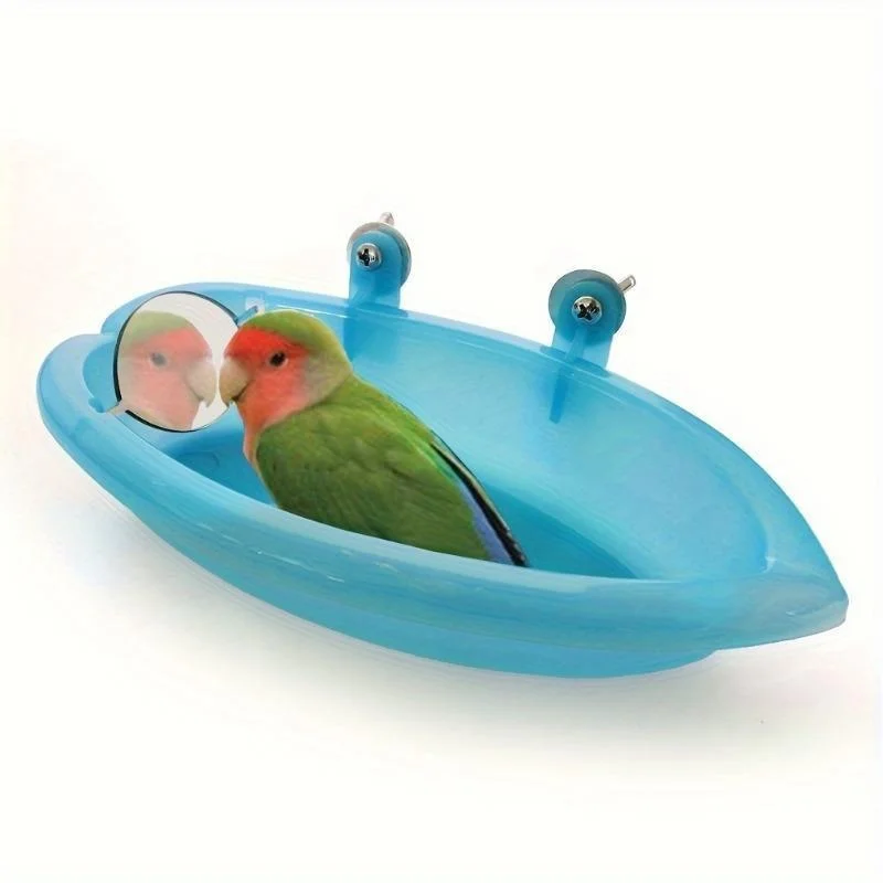 Bird Bath Basin Pet Parrot Cage Shower Supplies with Mirror Bird Cage Accessories Pet Feeder ванна для попугаев
