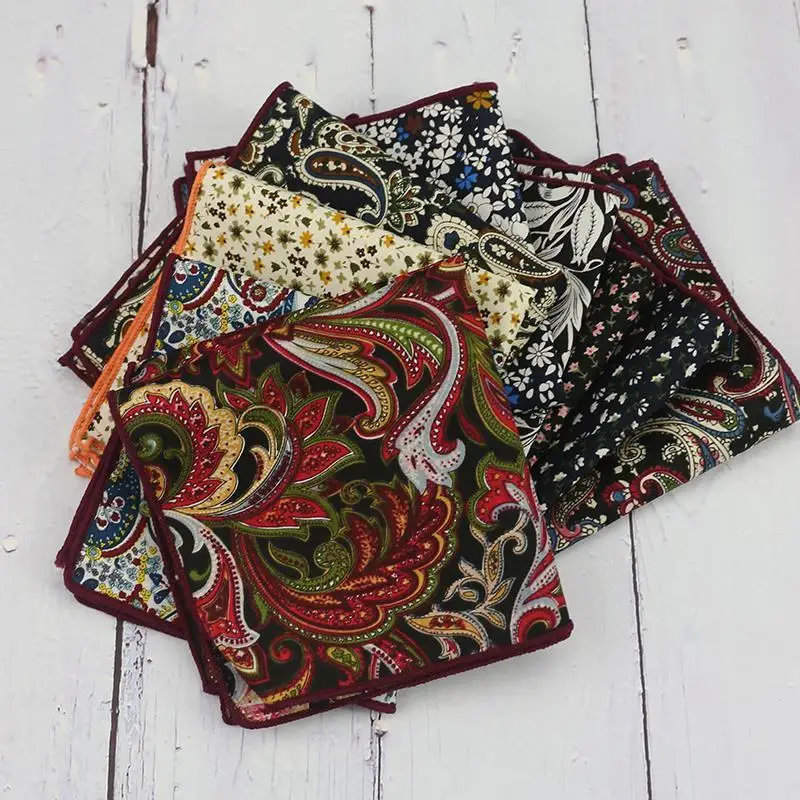 Pocket Square Cotton Cashew Leopard Print Handkerchief Scarf Suit Dress Chest Hanky Business Suit Accessories pocket square mini handkerchief