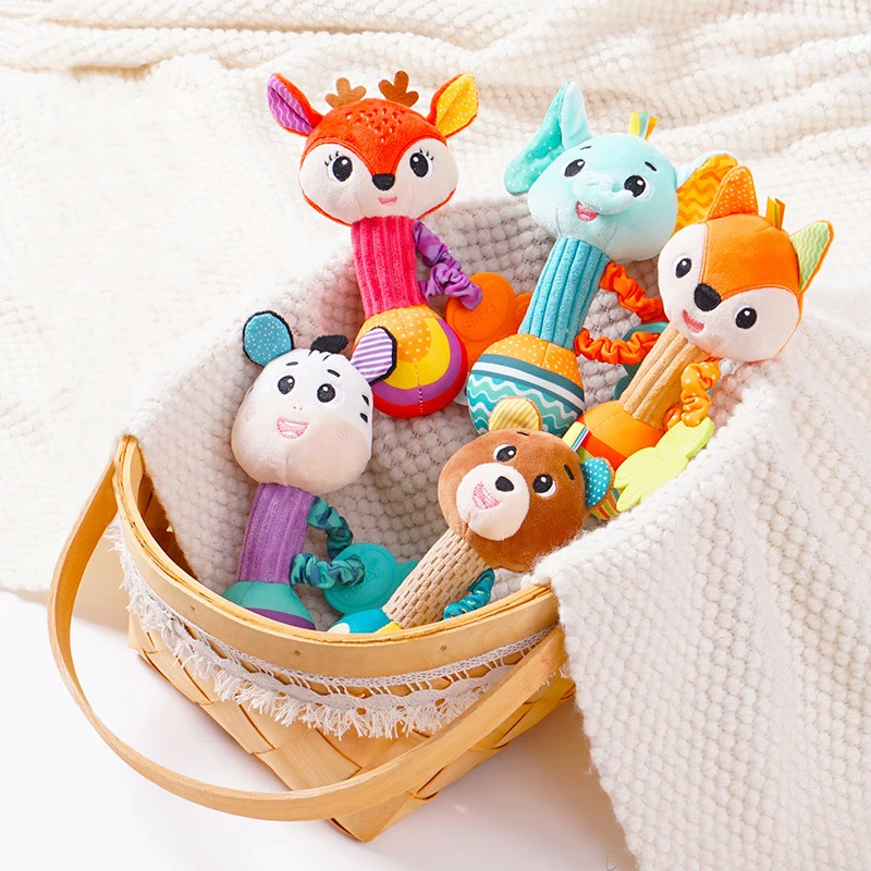 

Cartoon Cute Shape Soothing Bed Bell Baby Hand Rattles Children's Hand-held Shaking Stick Boys And Girls Birthday Holiday Gift