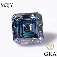 MOJY ViVid Blue Color Loose Moissanite Stone Asscher Cut 0.5~7.0ct Gemstones for Diamond Ring with GRA Certificate Precious Gems 1