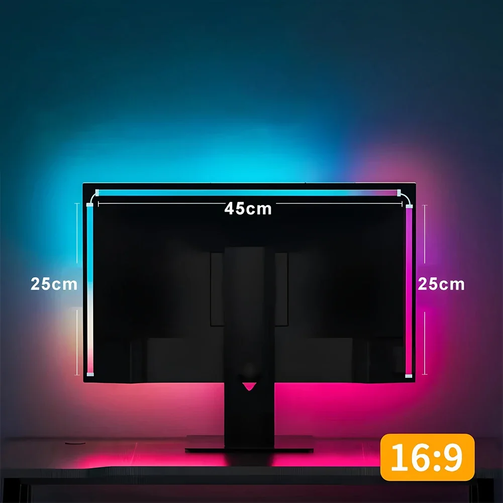 【Daily Deals】 1Set LED Strip Backlight For Computer Screen Music Game Sync 24/27/32/34" Screen Gaming Amosphere Ambient Smart TV.