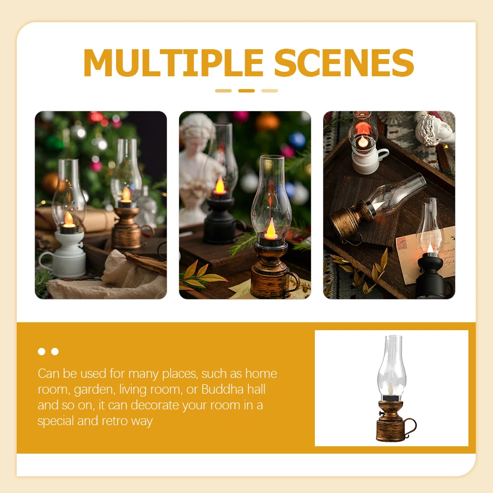 Generic Vintage Flameless Table Lamp Led Kerosene Lamp Nightstand Oil