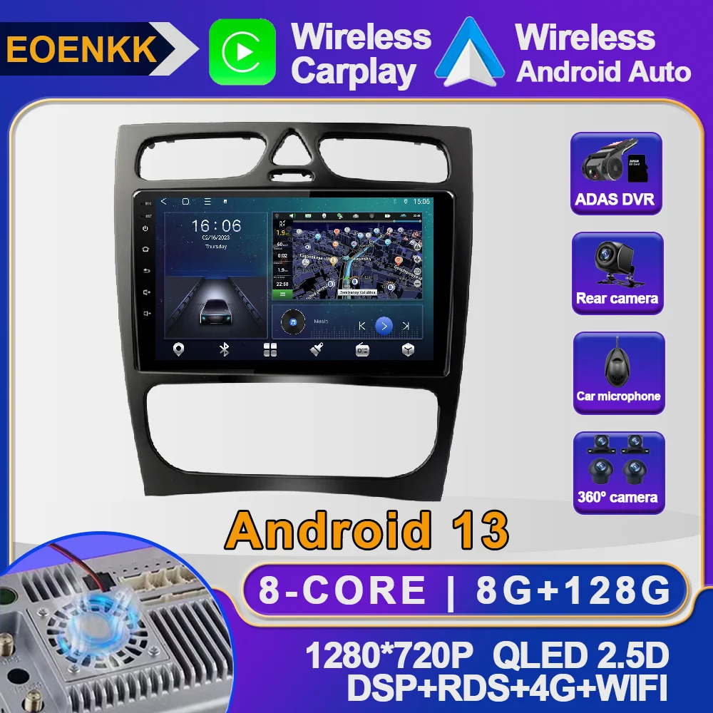 

9 Inch Android 12 For Mercedes Benz C-Class W203 C200 C320 C350 CLK W209 2002 - 2005 Car Radio BT Multimedia No 2din DSP ADAS 4G