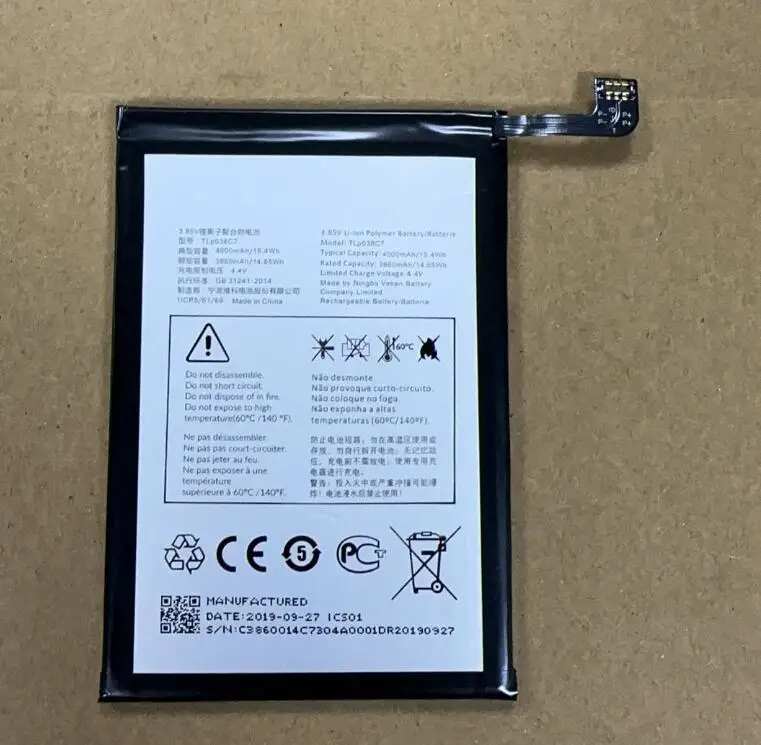 

New Original 4000mAh TLp038C7 TLp038C1 Battery For Alcatel 3x (2019) 2019 5048 5048A 5048Y 5048I 5048U Cell Phone