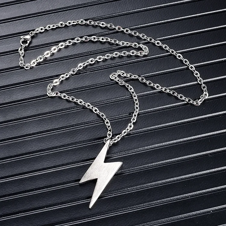 Retro Lightning Pendant Necklace For Men Gold Black Silver Color Necklaces Bolt Thunder Flash Charm Male Jewelry 6
