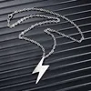 Retro Lightning Pendant Necklace For Men Gold Black Silver Color Necklaces Bolt Thunder Flash Charm Male Jewelry 6