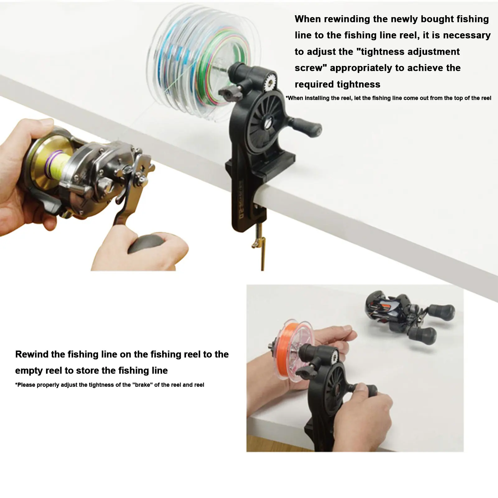 Fishing Line Spooler Portable Table Clamp Fishing Line Winder Adjustable  Fishing Reel Line Spooler Machine For Thick / Thin Rods