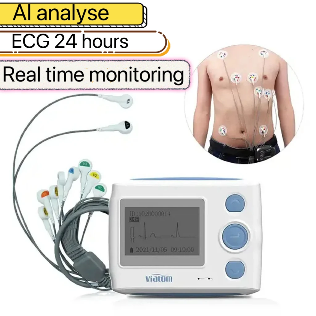 Bluetooth ECG Recorder 12 Lead Dynamic ECG Continuous 24-hour Heart Rate Monitoring High end Monitor Data Storage APP Free