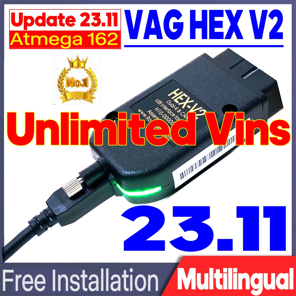 2024 Più Nuovo V23.11 Vag Scanner Vag Tool Kkl Vcds Cable Autocom Diagnostic Cable Multi-Language Obd2 Scanner Hex V2 Vagcom Tools