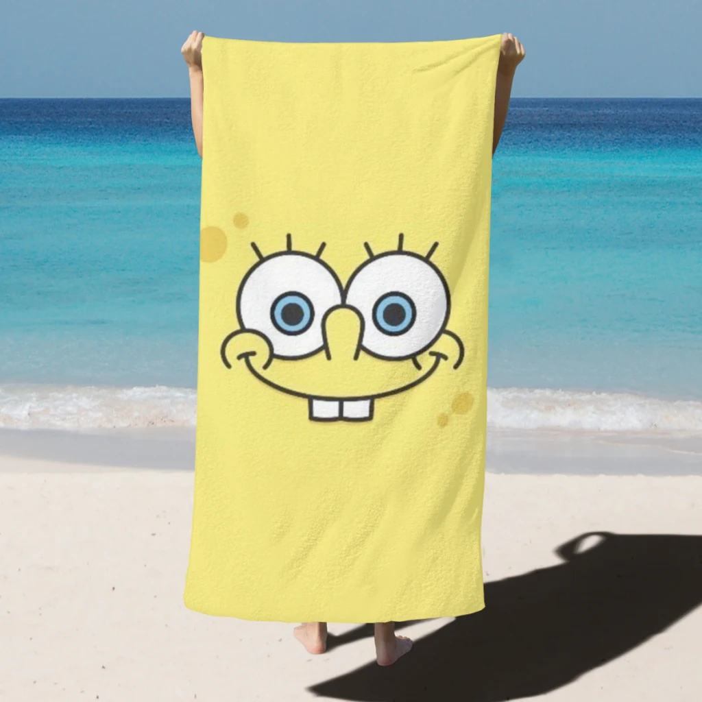 

S-Sponge Bobb Beach Towel Poncho Summer Bathing Towels Cover-ups Quick Dry Sand Free Yoga Spa Gym Pool