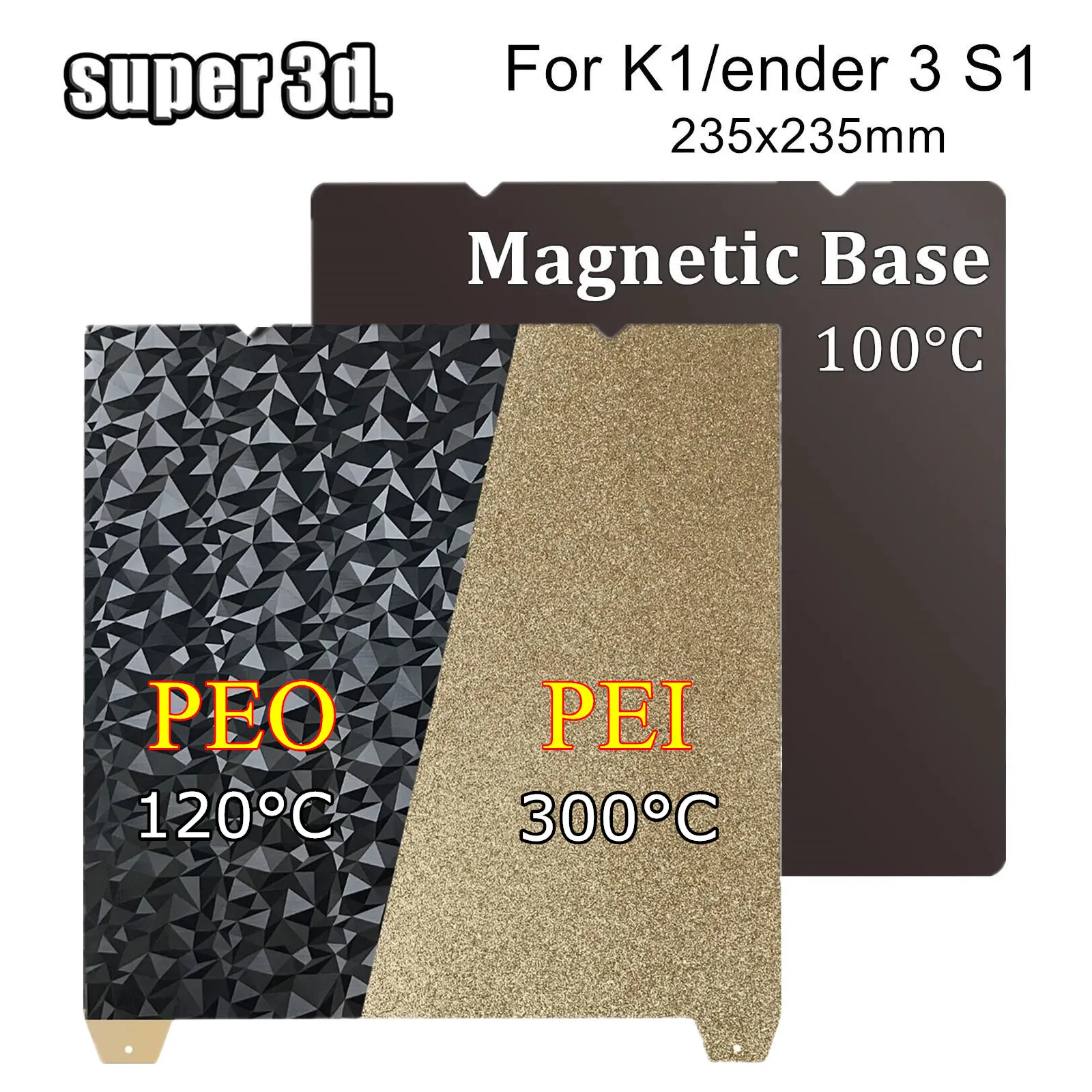 

Upgrade K1 PEI PEO Sheet 235x235mm for Creality K1 Ender-3 S1/Pro Ender-5 S1 3D Printer Strong Adhesion PEI Build Plate Peo Bed