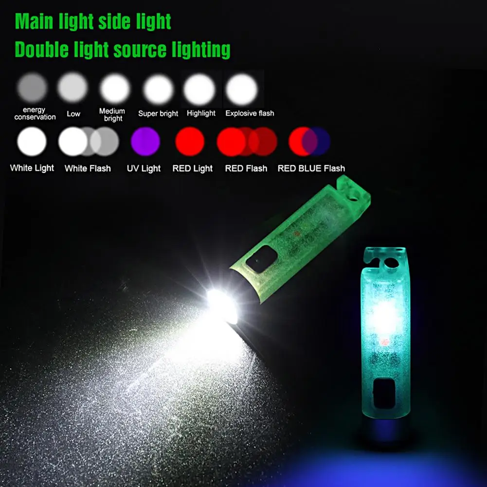 

Keychain Light USB Type-C Magnetic High Brightness Flashlight Keychain Torch Lamp Pocket Camping Survival Warning Flashing Light