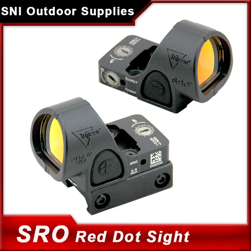 Red Dot Sight Tactical SRO Red Dot Sight Pistol Collimator Reflex Sights Hunting Airsoft Rifle Scope Adjustable Optics Weaver Rail Aluminum