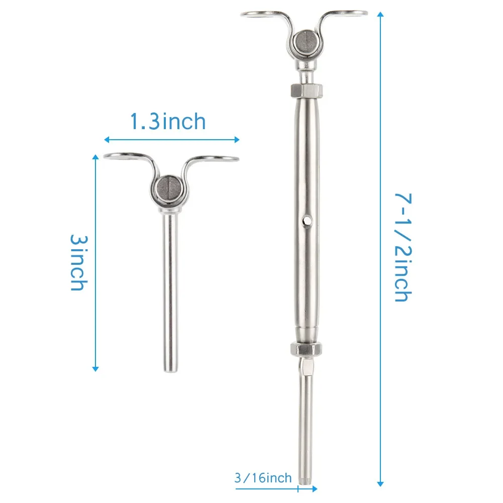 2Pcs/set T316 Stainless Steel Deck Toggle Tensioner Set For 3/16 Cable Railing Door Sills images - 6
