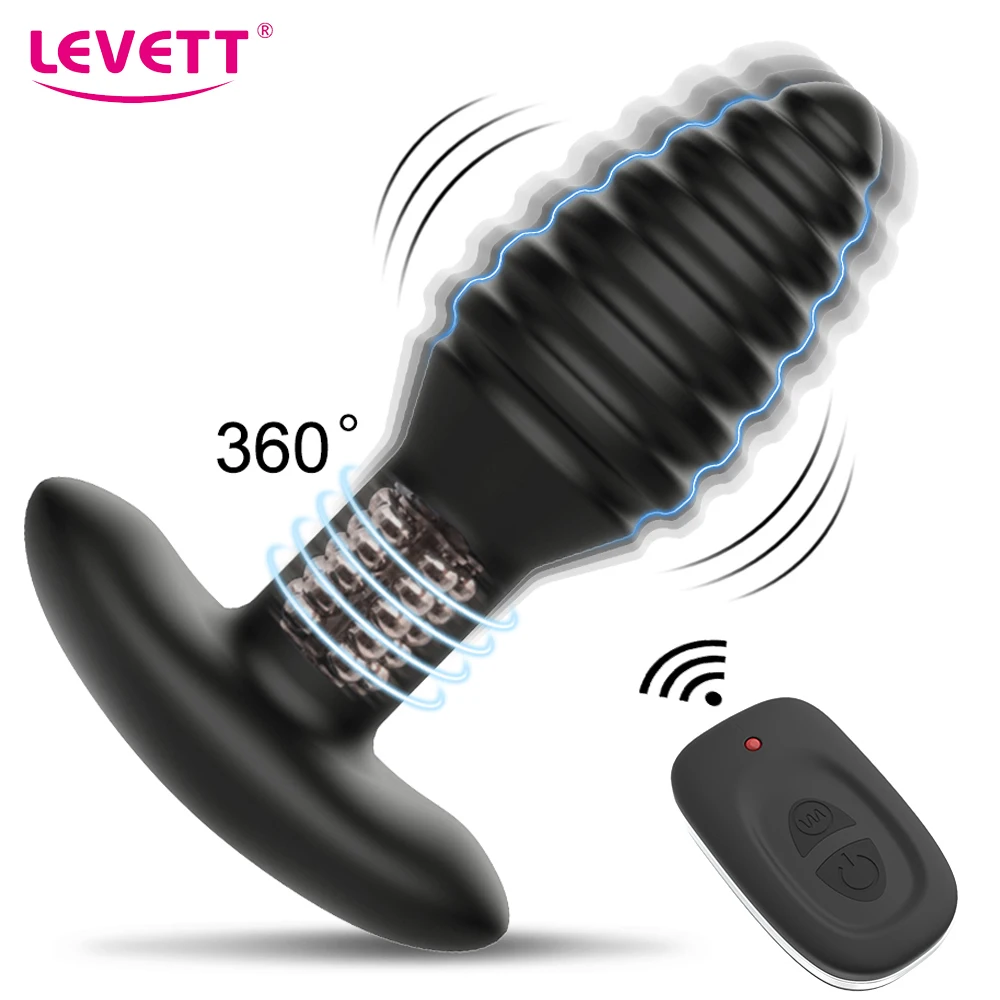 360 Degree prostate massager rotating anal plug vibrator remote control butt plug vibrator male sex toys for men gay prostate stimulator