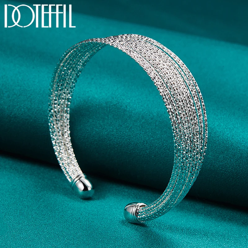 DOTEFFIL 925 فضة متعدد الخطوط الإسورة سوار للمرأة...