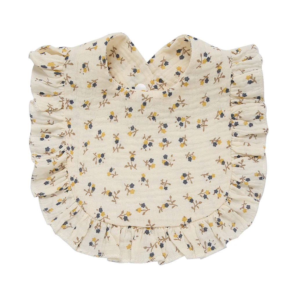 Baby Bib Korean Style Feeding Drool Ruffle Floral Infants Saliva Towel Soft Cotton For Newborn Toddler Kids