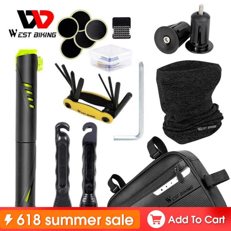 WEST BIKING Bicycle Tools Kit Include Bike Pump Bag Tools Outdoor