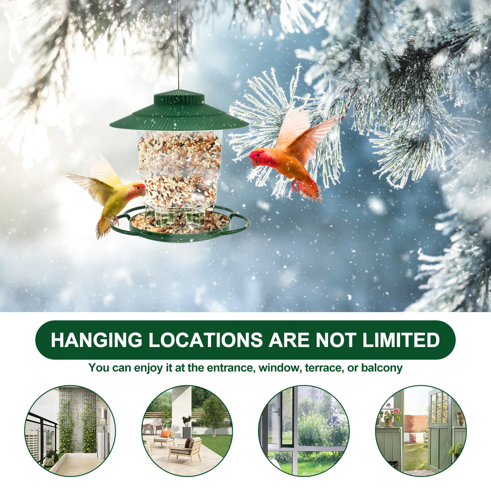 Collapsible Bird Feeder Hanging Garden Window Yard Outdoors Birdhouse Hanging Wild Bird Feeder Kit Food Container