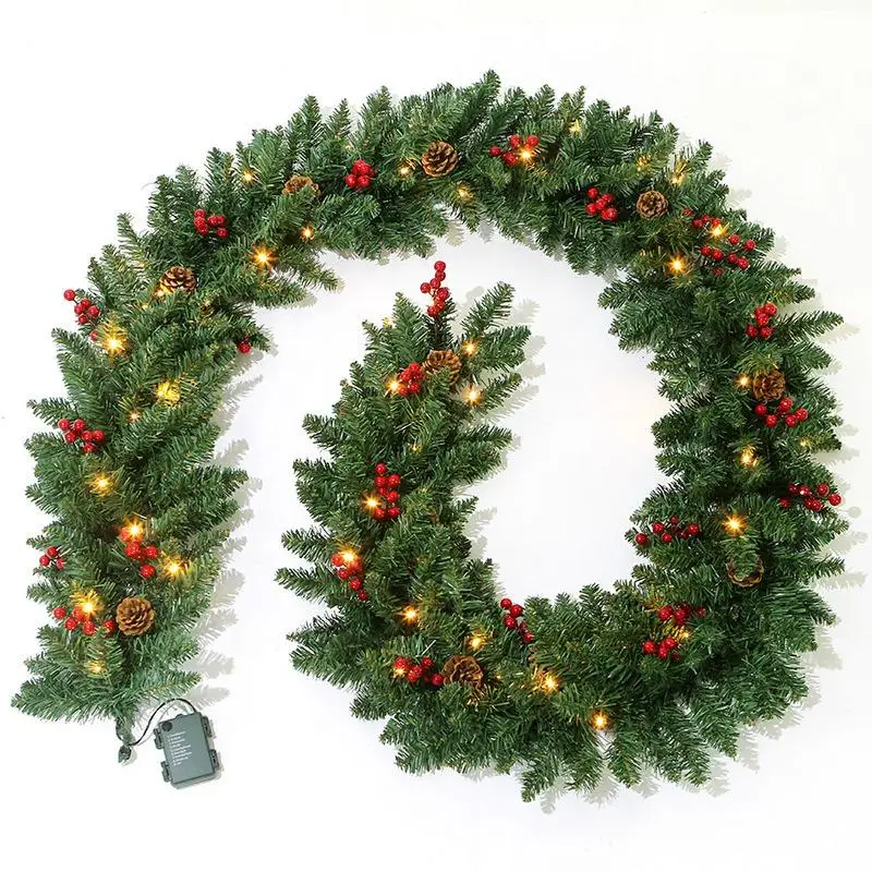 

Pre Lit Decorated Garland Christmas Artificial Flower Vine Decoration Greenery Garlands Plant For Xmas Home Decor