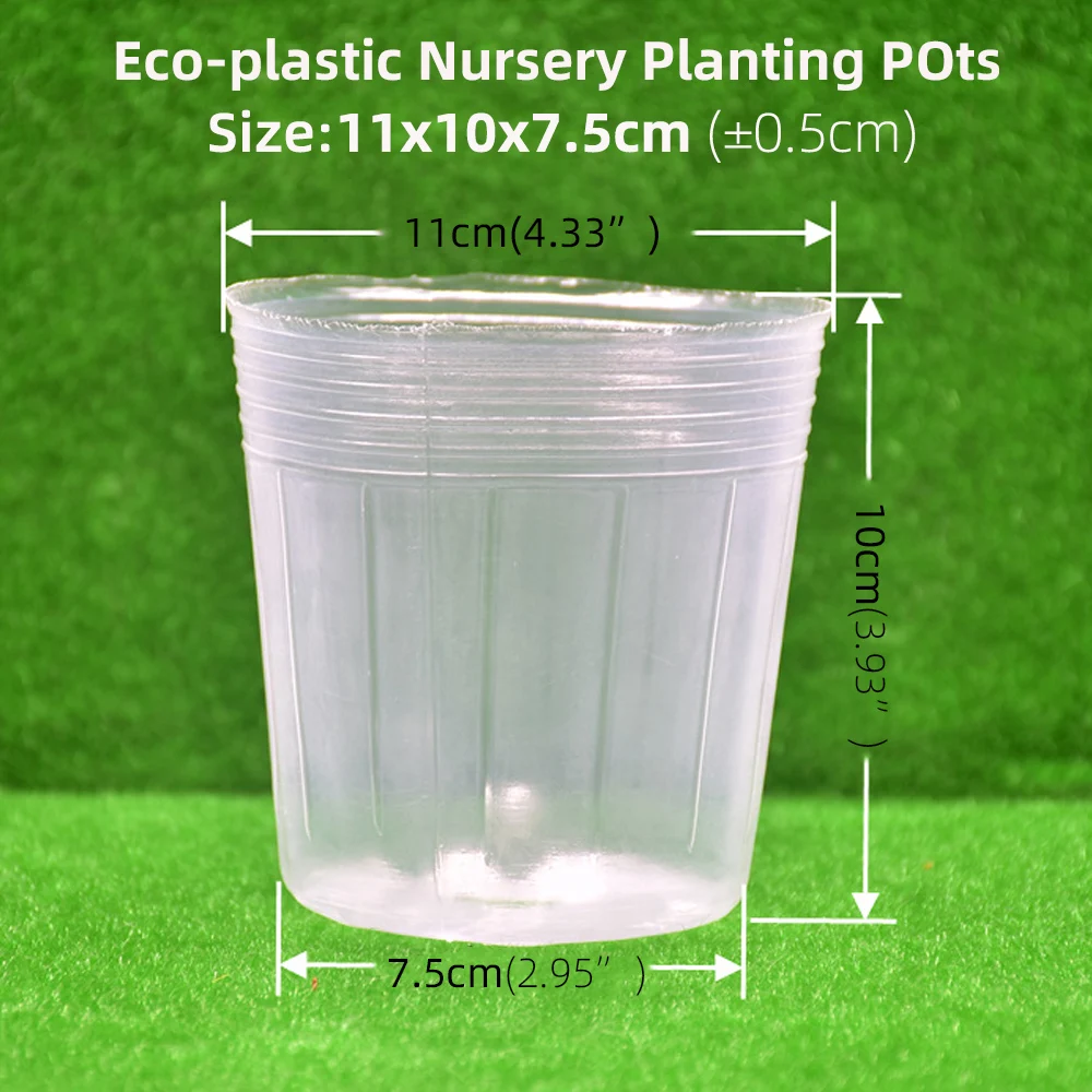 100pcs Transparent Plastic Seedling Planting Bowl Garden Succulent Orchid Grow Nutrition Bag Nursery Cup Breathable Flower Pots