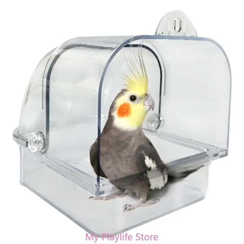 Hanging Bird Bath Tub for Parakeets Bird Cage Bathing Basin Clear Shower Room for Small Birds Birdcage Decoration 1
