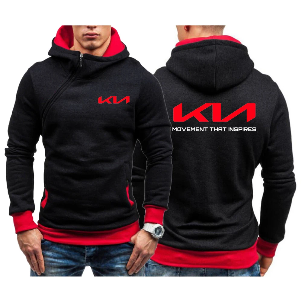 2022 New Men's Kia Motors Logo Print Solid Color Hoodie Spring Autumn Fashion Casual Long Sleeve Street Style Hoodie Sweatshirt black and white hoodie