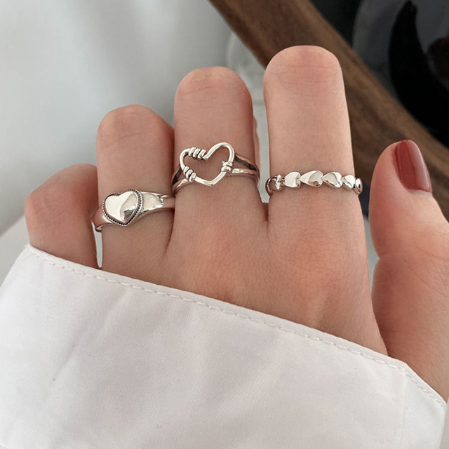 Black Finger Rings For Women Men Simple Chain Ring Set Fashion Rings 2022 Trend Friend Gifts Party Knuckle Jewelry Party